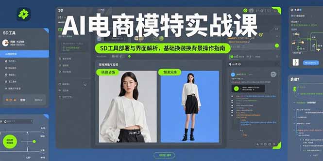AI电商模特实战课，SD工具部署与界面解析，基础换装换背景操作指南-卓别林资源社