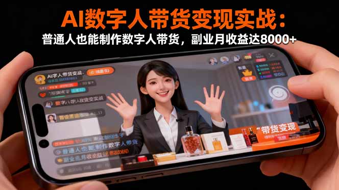 AI数字人带货变现实战：普通人也能制作数字人带货，副业月收益达8000+-卓别林资源社