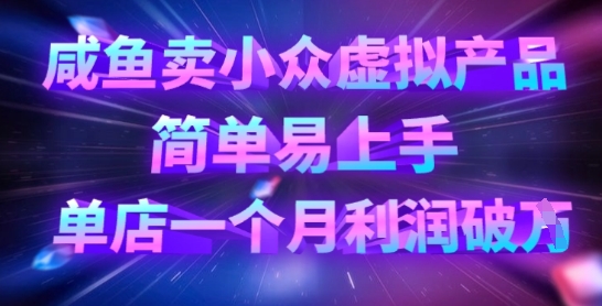 咸鱼卖小众虚拟产品，简单易上手，单店一个月利润破W-卓别林资源社