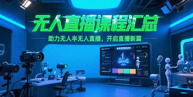无人直播课程汇总，含非实时防风技术，助力无人半无人直播，开启直播新篇-卓别林资源社