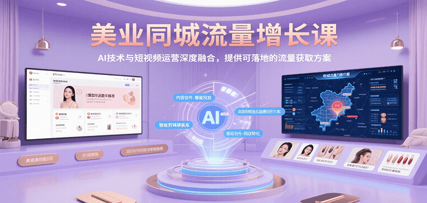 美业同城流量增长课，AI技术与短视频运营深度融合，提供可落地的流量获取方案-卓别林资源社