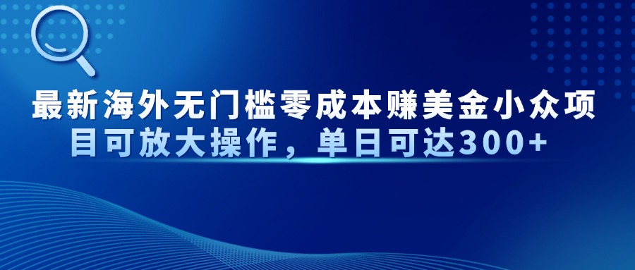 最新海外无门槛零成本赚美金小众项目可放大操作，单日可达300+-卓别林资源社