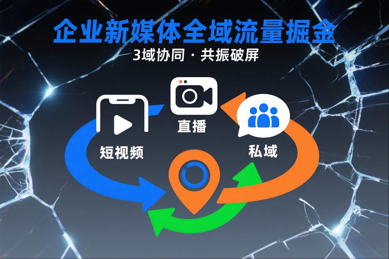 短视频全域商业模式，企业新媒体全域流量掘金，3域协同，共振破屏，短视频-直播-私域-地域-卓别林资源社