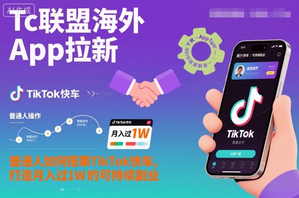 Tc联盟海外App拉新:普通人如何搭乘TikTok快车,打造月入过1W的可持续副业-卓别林资源社