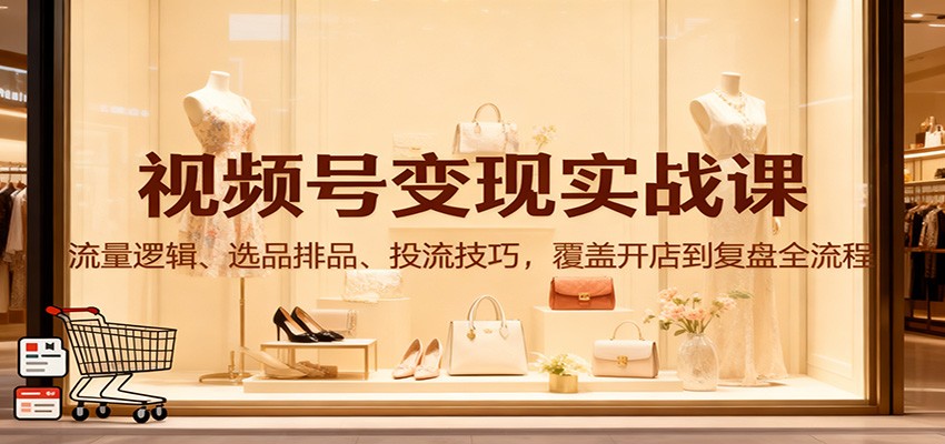 视频号变现实战课：流量逻辑、选品排品、投流技巧，覆盖开店到复盘全流程-卓别林资源社