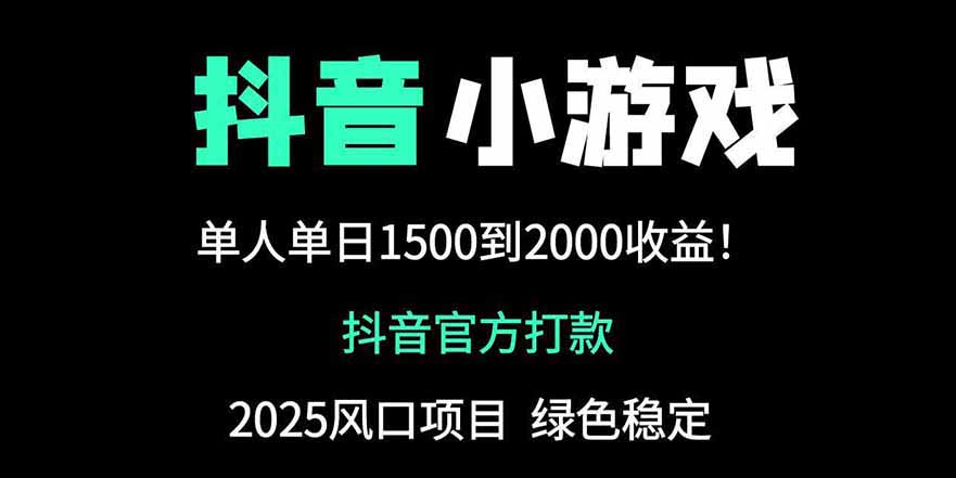抖音官方小游戏2025全网最新玩法，暴利赚钱项目，单机日入2000+-卓别林资源社