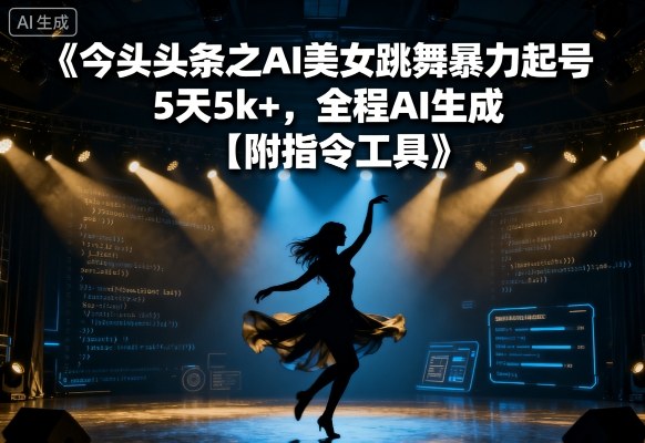 今日头条之AI美女跳舞暴力起号，5天1k+，全程AI生成【附指令工具】-卓别林资源社