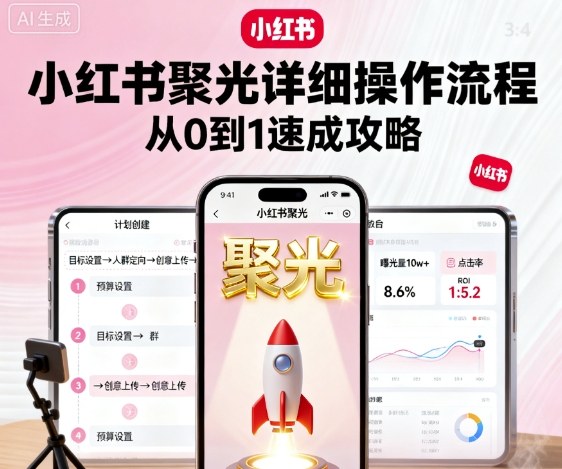 小红书聚光详细操作流程，小红书聚光从0到1速成攻略-卓别林资源社