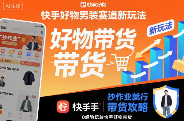 快手好物男装赛道新玩法，抄作业就行，0经验玩转快手好物带货-卓别林资源社