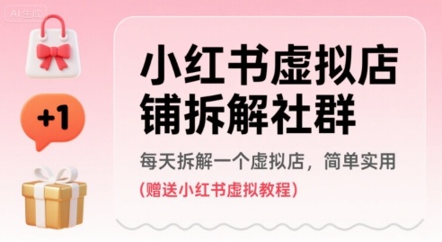 小红书虚拟店铺拆解社群，每天拆解一个虚拟店，简单实用(赠送小红书虚拟教程)-卓别林资源社
