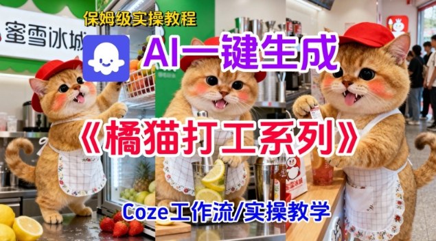 Coze扣子工作流一键生成胖橘猫打工短视频,保姆级实操搭建教学-卓别林资源社