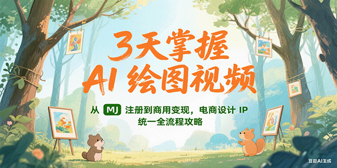 3天掌握AI绘图视频，从MJ 注册到商用变现，电商设计IP统一全流程攻略-卓别林资源社