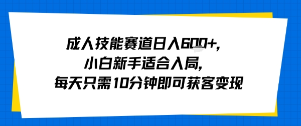 成人技能赛道日入多张，小白新手适合入局，每天只需10分钟即可获客变现-卓别林资源社