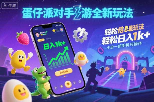 蛋仔派对手游全新玩法，轻松日入1k+，风口信息差玩法，当天见收益，小白一部手机可操作-卓别林资源社