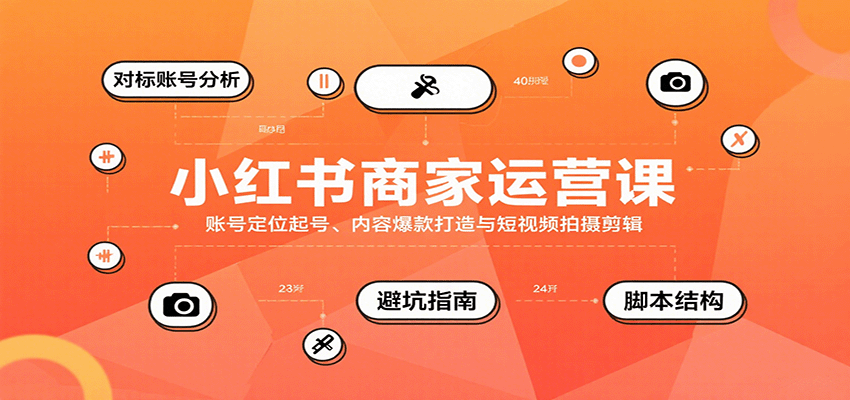 小红书商家运营课，账号定位起号、内容爆款打造与短视频拍摄剪辑-卓别林资源社