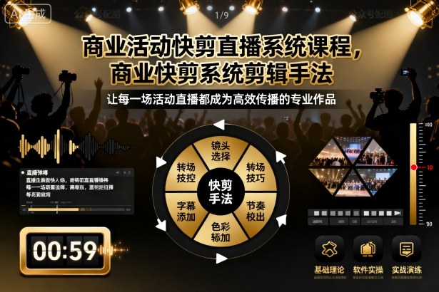 商业活动快剪直播系统课程，商业快剪系统剪辑手法-卓别林资源社