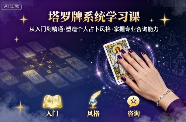 塔罗牌系统学习课，助你从入门到精通，塑造个人占卜风格，掌握专业咨询能力-卓别林资源社