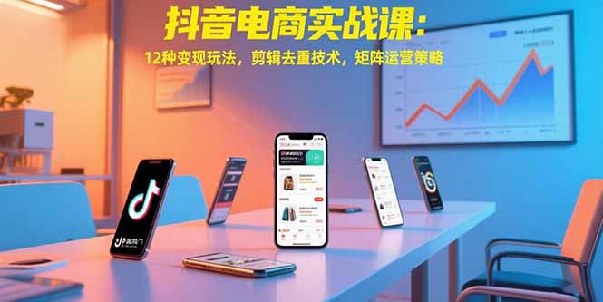 抖音电商实战课：12种变现玩法，剪辑去重技术，矩阵运营策略-卓别林资源社