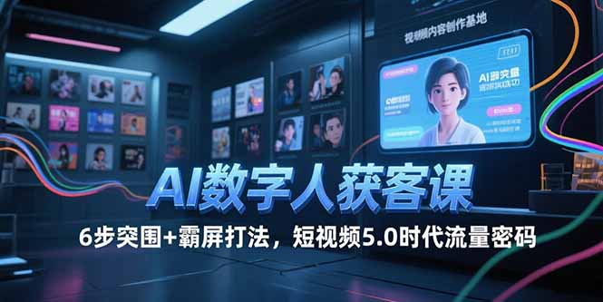 AI数字人获客课，6步突围+霸屏打法，短视频5.0时代流量密码-卓别林资源社