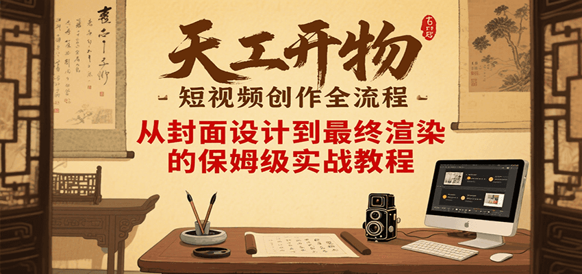 天工开物短视频创作全流程，从封面设计到最终渲染的保姆级实战教程-卓别林资源社