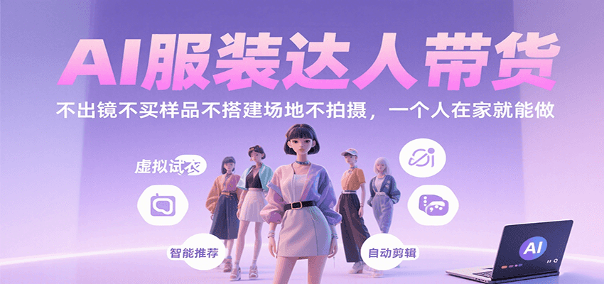 AI服装达人带货，不出镜不买样品不搭建场地不拍摄，一个人在家就能做-卓别林资源社