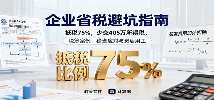 企业省税避坑指南：抵税75%，少交405万所得税，税筹案例，稽查应对与灵活用工-卓别林资源社