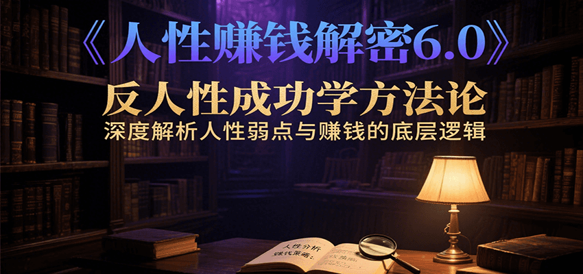 人性赚钱解密6.0，反人性成功学方法论，深度解析人性弱点与赚钱的底层逻辑-卓别林资源社
