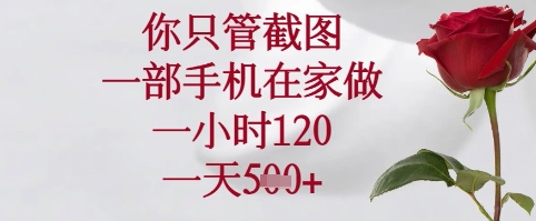你只管截图，一部手机在家可以做，一小时120.一天5张+【揭秘】-卓别林资源社