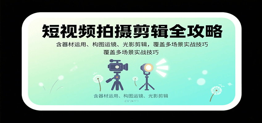短视频拍摄剪辑全攻略：含器材运用、构图运镜、光影剪辑，覆盖多场景实战技巧-卓别林资源社
