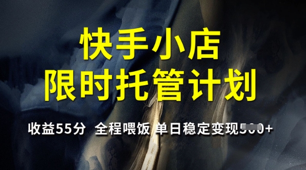 快手小店限时托管计划，收益55分，全程喂饭，单日稳定变现5张【揭秘】-卓别林资源社