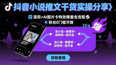 抖音小说推文干货实操分享，混剪+AI图片卡特效爆量全流程，0粉丝0门槛可做-卓别林资源社