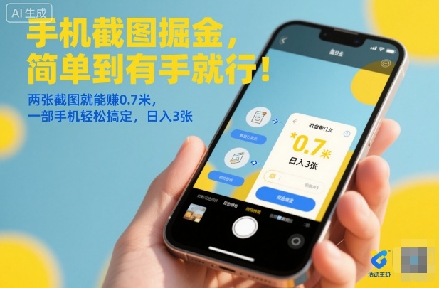 手机截图掘金，简单到有手就行！两张截图就能賺0.7米，一部手机轻松搞定，日入3张【揭秘】-卓别林资源社