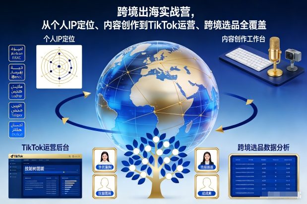 跨境出海实战营，从个人IP定位、内容创作到TikTok运营、跨境选品全覆盖-卓别林资源社