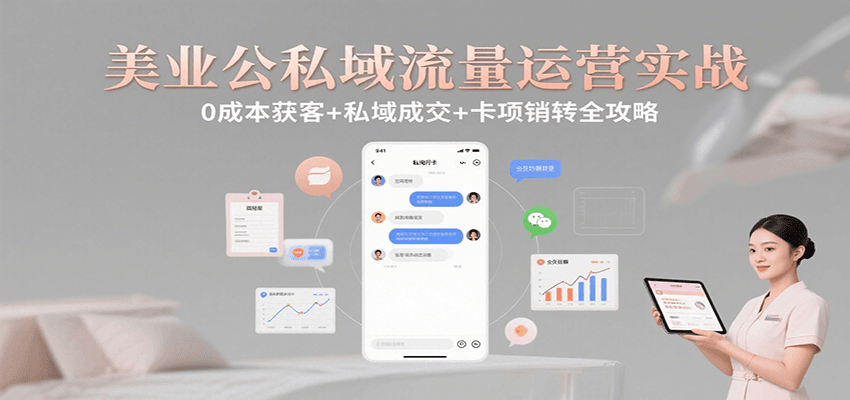 美业公私域流量运营实战：0成本获客+私域成交+卡项销转全攻略-卓别林资源社