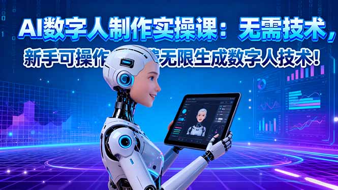 AI数字人制作实操课：无需技术，新手可操作，免费无限生成数字人技术！-卓别林资源社