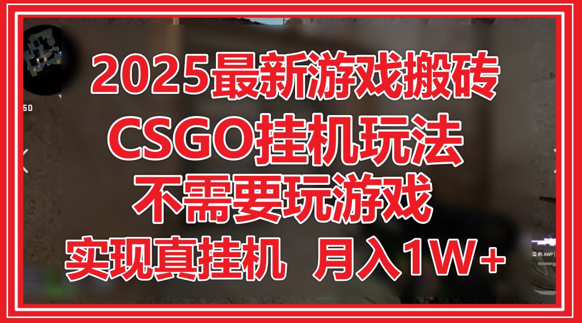 2025最新游戏搬砖，CSGO挂机，不需要玩游戏，实现真挂机，月入1W+-卓别林资源社