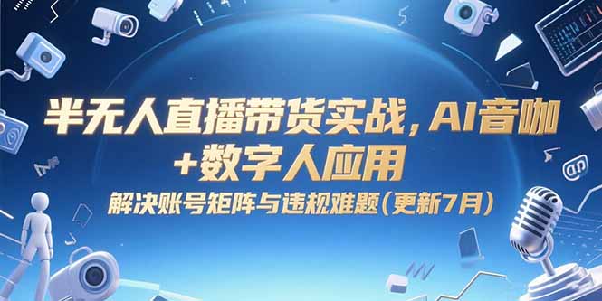 半无人直播带货实战，AI音咖+数字人应用 解决账号矩阵与违规难题(更新7月-卓别林资源社