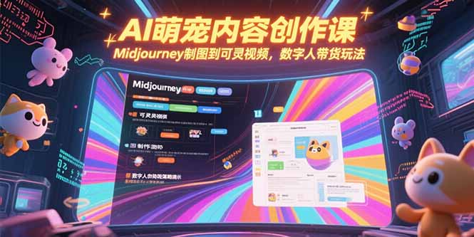 AI萌宠内容创作课，Midjourney制图到可灵视频，数字人带货玩法-卓别林资源社