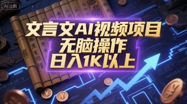 文言文AI视频项目，无脑操作，日入1K以上-卓别林资源社