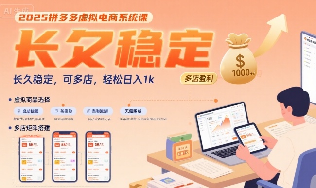 2025拼多多虚拟电商系统课，长久稳定，可多店，轻松日入1k-卓别林资源社