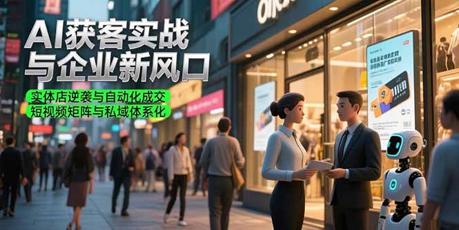 AI获客实战与企业新风口，实体店逆袭与自动化成交 短视频矩阵与私域体系化-卓别林资源社