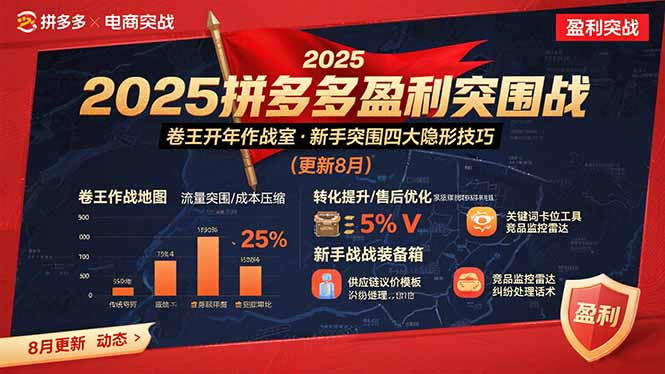 2025拼多多盈利突围战：卷王开年作战室，新手突围四大隐形技巧(更新8月-卓别林资源社