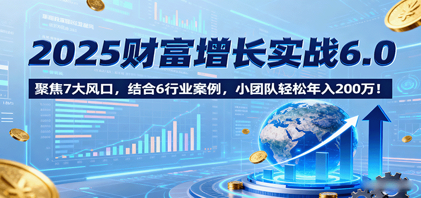 2025财富增长实战6.0，聚焦7大风口，结合6行业案例，小团队轻松年入200万！-卓别林资源社