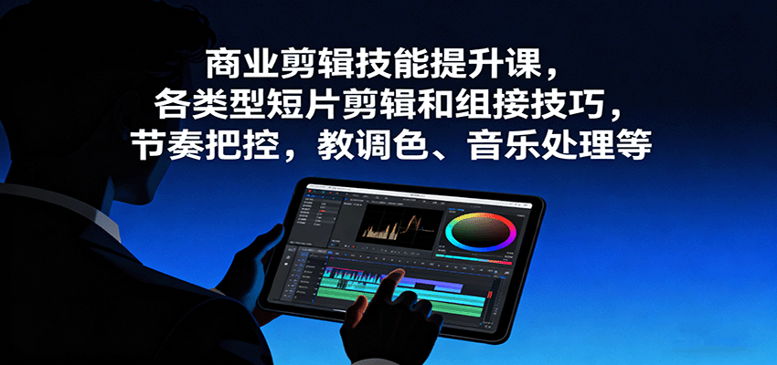 商业剪辑技能提升课，各类型短片剪辑和组接技巧，节奏把控，教调色、音乐处理等-卓别林资源社