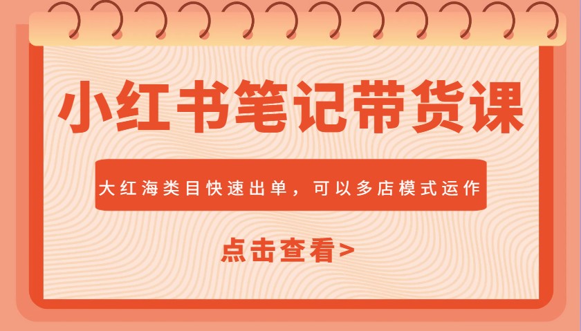 小红书笔记带货课，大红海类目快速出单，市场大，可以多店模式运作(更新)-卓别林资源社