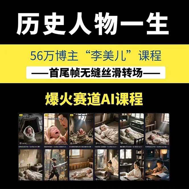 图片[1]-AI历史人物短视频创作，含IP打造、首尾帧无缝转场、智能体视频制作等核心教学内容-卓别林资源社