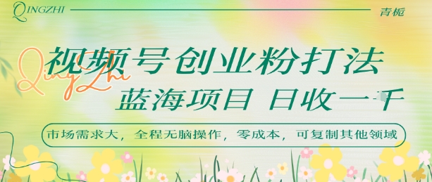 视频号创业粉打法，日入1k，蓝海项目，市场需求大，全程无脑操作，可复制-卓别林资源社