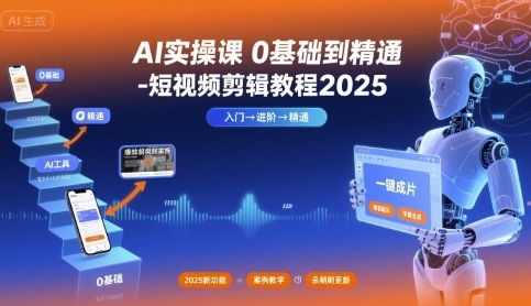 AI实操课0基础到精通-短视频剪辑教程2025-卓别林资源社