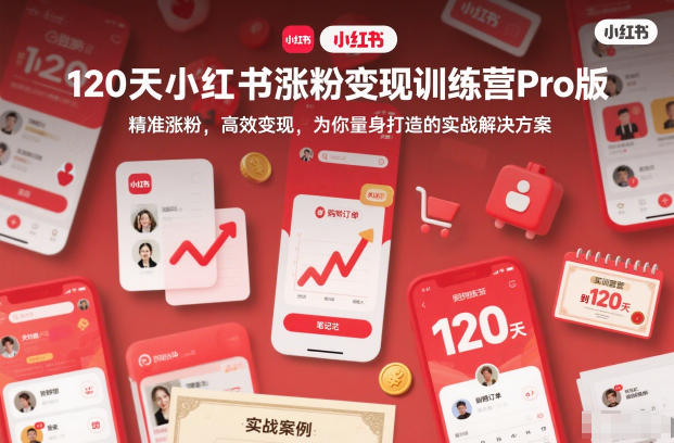 120天小红书涨粉变现训练营Pro版,精准涨粉,高效变现,为你量身打造的实战解决方案-卓别林资源社