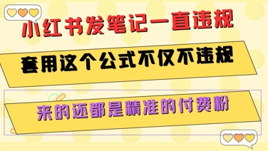 小红书发笔记一直违规，套用这个公式不仅不违规，来的还都是精准的付费粉-卓别林资源社